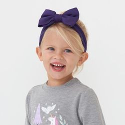 Deep Amethyst Luxe Baby Girl Soft & Stretchy Bamboo Bow Headbands - Newborn - 3T