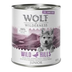 6x800g Junior Duck, Veal Free-Range Wolf of Wilderness Wet Dog Food