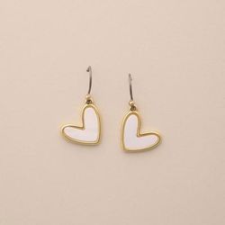 Lucky Brand Sweet Pearl Drop Heart Earring - Women's Ladies Accessories Jewelry Earrings in Gold