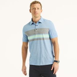 Nautica Men's Navtech Sustainably Crafted Classic Fit Striped Polo True Navy, M