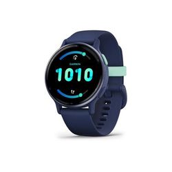 Garmin Vivoactive 5 Watch Metallic Navy Aluminum Bezel w/ Navy Case and Silicone Band 010-02862-12