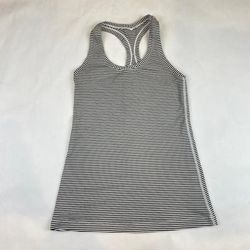 Lululemon Athletica Tops | Lululemon Black And White Striped Racerback Tank Size 4* | Color: Black/White | Size: 4