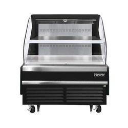 Everest Refrigeration EOMH-48-B-35-T 48" Horizontal Open Air Cooler w/ 2 Levels, Black, 115v, 1 Stainless Steel Shelf