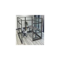 6' x 6' x 7'H Clear Glass Modular Office w/ Black Frame - Starter Cubicle