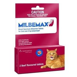 Milbemax Allwormer Tablets For Large Cats Over 2kg 2 Tablets