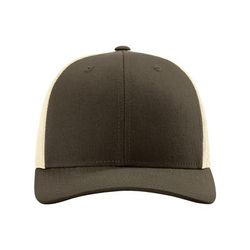 Richardson R115 Low Pro Trucker Cap in Chocolate Chip/Birch size Medium/Large | Cotton/Polyester Blend 115