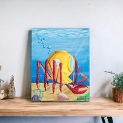 Diver Crab,'Acrylic on Canvas Surrealist Painting of a Diver Crab'