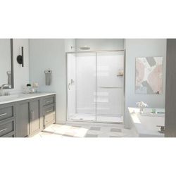 Dreamline DreamLine Infinity-Z 36 inch D x 60 inch W x 78 3/4 inch H Semi-Frameless Sliding Shower Door in Brushed Nickel and Clear Glass, Left Drain Shower Base, and Wall Kit in White D2096036XXL0004
