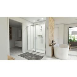 Dreamline DreamLine Visions 30 inch D x 60 inch W x 78 3/4 inch H Semi-Frameless Sliding Shower Door in Brushed Nickel, Left Drain Shower Base, and Wall Kit in White D2116030XXL0004