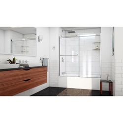 Dreamline DreamLine Sapphire-V 56 - 60 inch W x 62 inch H Semi-Frameless Bypass Tub Door in Chrome and Clear Glass TDVH60W620VXX01