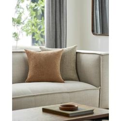 Zihna 20" Square Modern Camel/Tan/Gray Throw Pillow - Boutique Rugs