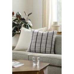 Yamha 18" Square Rustic Slate Blue/Silver Gray/Metallic Silver Throw Pillow - Boutique Rugs
