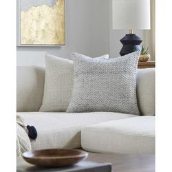 Yaser 20" Square Cottage Light Gray/Slate Blue/Cream Outdoor Throw Pillow - Boutique Rugs