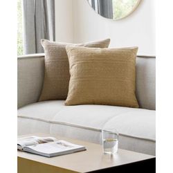 Adalia 22" Square Cottage Tan Throw Pillow - Boutique Rugs