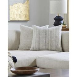 Zayda 22" Square Cottage Light Gray/Slate Blue/Medium Gray/Cream Outdoor Throw Pillow - Boutique Rugs