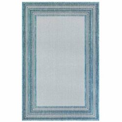Liora Manne Carmel Multi Border Indoor/Outdoor Rug by Trans-Ocean Import in Aqua (Size 4'10"X 7'6")