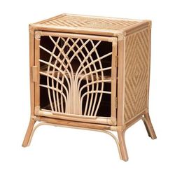 Danna Modern Bohemian Natural Brown Rattan Nightstand by Baxton Studio in Natural Brown Rattan
