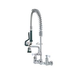 Krowne 18-708L 22 1/2"H Wall Mount Pre Rinse Faucet - 1.2 GPM, Base with Nozzle, Stainless Steel