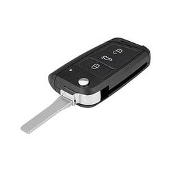 Guscio di ricambio per chiave telecomando auto a 3 pulsanti, copertura pieghevole per telecomando senza chiave con lama non tagliata, alloggiamento chiave resistente per Volkswagen VW MK7 Golf Seat Skoda Octavia (senza chip o circuito stampato...