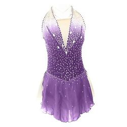 Vestito da pattinaggio artistico Per donna Da ragazza Pattinaggio sul ghiaccio Vestiti Completi Viola chiaro Rosa baby Giallo e giallo Scollatura posteriore Elastene Media elasticità Addestramento