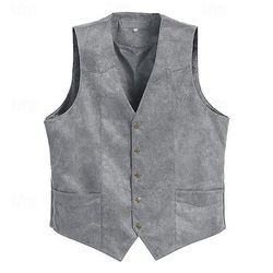 Retrò Vintage Gilet Cowboy del West Tinta unica Scollo a V Costume Per uomo Addio al Nubilato Adulti Gilet