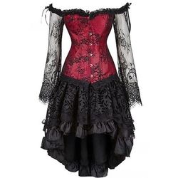Sexy Retrò Vintage Rococò Corto Mini Vestito Corsetto Overbust Bustino Jacquard Pizzo Senza spalline Costume Per donna Halloween Carnevale Mascherata Balli di fine anno Festa / Sera Adulti Top Gonna