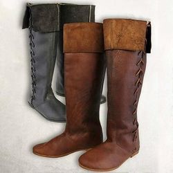 Retrò Vintage Medievale Rinascimento Scarpe Stivali al ginocchio Stivali jazz piatti Pirata Vichingo Ranger Elfico Tinta unica Costume Per uomo Per donna Costumi da pirata Halloween Carnevale