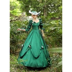 Gotico Vittoriano Ispirato al vintage Vestito Costume da festa Abito da Ballo Principessa Shakespeare Tinta unica Abito da ballo Costume Per donna Reale Halloween Carnevale San Valentino Festa serale