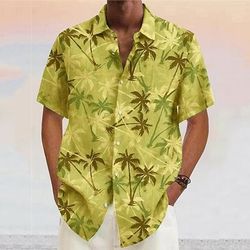 Per uomo Albero di cocco Piante tropicali Camicia Camicia hawaiana Camicia Aloha Maniche corte Camicia Collo ripiegabile Di tendenza Originale Informale Esterno Strada Informale Giallo Rosa Vino S M L