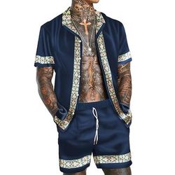Per uomo Albero di Cocco Piante Tropicali 2 pezzi Set di camicie Camicia hawaiana estiva Manica Corta Pantaloni corti Colletto cubano Tropicale Moda Hawaiano Streetwear Casuale Camicia hawaiana