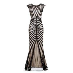 Anni Ruggenti Anni 1920 Lunghezza alla caviglia Vestito Abito da sera Costume da festa Cortissima Il grande Gatsby Paillettes Scollo a V Scollo Tondo Costume Per donna Natale Capodanno Festa serale