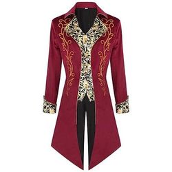 Retrò Vintage Medievale Rinascimento Cappotto Frac Principe Vampiro Nobile Jacquard Costume Per uomo Reale Stile Steampunk Halloween Carnevale Mascherata Carnevale Performance LARP Adulti Cappotto