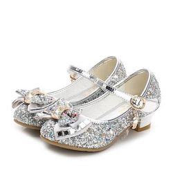 Frozen, favola, principessa Elsa, scarpe per ragazze, film, cosplay, paillettes, Halloween, nero, bianco, argento, scarpe, carnevale, mascherata, costumi, poliestere, plastica