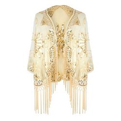 Anni Ruggenti Anni 1920 Abito da cocktail Sciarpe da flapper Il grande Gatsby Invitato al matrimonio Paillettes Frangia con nappe Costume Per donna Halloween Carnevale Mascherata Matrimonio Ospite di