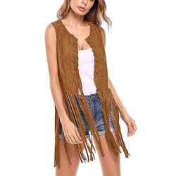 Vintage Anni '60 Hippie Gilet in camoscio Hippie Frangia con nappe A righe Costume Per donna Ragazze Halloween Mascherata Festa / Sera Casual Quotidiano Parata dell'Orgoglio Adulti Gilet Autunno