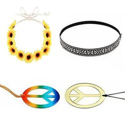 Retrò Vintage Anni '60 Hippie Costume Cosplay Collana Fascia Hippie Disco Costume Per donna Ragazze Halloween Carnevale Mascherata Festa / Sera Casual Quotidiano Parata dell'Orgoglio Adulti Orecchini