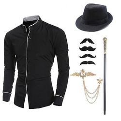 Vintage Ispirato al vintage Abiti Costume da festa Cosplay Fibbia Tinta unita Halloween Colletto italiano visibile Costume Per uomo Halloween Carnevale Festa Sera Casual Quotidiano Addio al Nubilato