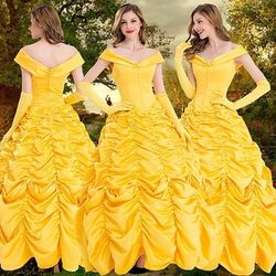 La principessa incantata La rosa incantata Principessa Belle Abito da damigella Abiti in tulle Cosplay Festa in maschera for Per donna Adulti Carnevale Settimana del libro Addio al Nubilato