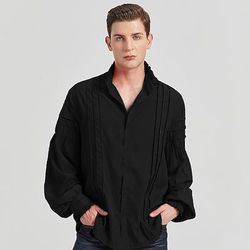 Retrò Vintage Punk Gotico Medievale Blusa / Camicia Mascherata Vampiro Cavaliere Straniero Con Volant Tinta unita Costume Per uomo Costumi da pirata Fantasia Reale Carnevale Mascherata Performance