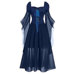 Retrò Vintage Punk Gotico Medievale Vestito Strega Costume Per donna Fantasia Stile Steampunk Notte di Valpurga Casual Quotidiano Adulti Vestito Primavera Estate
