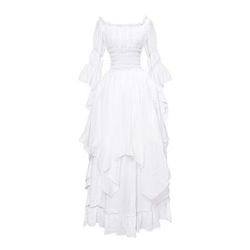 Retrò Vintage Medievale Rinascimento Vestito Mascherata Abito ispirato alla Reggenza Vichingo Straniero Vichinghi Taglie Forti Elfico Costume Per donna Celtico Costumi da pirata Fantasia Mascherata