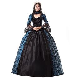 Rococò Vittoriano Rinascimento Lunghezza al pavimento Vestito Costume da festa Mascherata Taglie Forti Normale A palloncino Manica del polsino svasato Principessa Pizzo Tela Vintage Abito da ballo