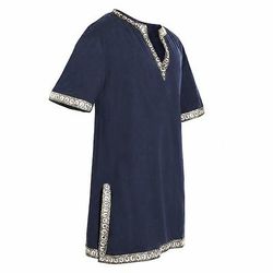 Medievale Rinascimento 17° secolo Camicia Tunica Pirata Guerriero Cavaliere Vichingo Cavaliere Celtico Ricamato Ricamo Costume Per uomo Vichingo Fantasia Halloween Mascherata Performance Mascherata