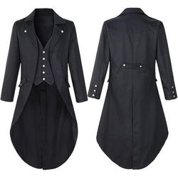 Capotto Medievale Punk e Gotico Retro Vintage Tuxedo Cappotto da Codino Vampiro Cavaliere Abbigliamento Elegante Uomo Steampunk Natale Performance Festa Sera LARP Cappotto per Adulti Costume