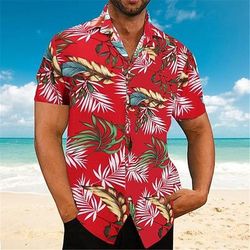 Per uomo Floreale Foglie Piante tropicali Camicia Camicia hawaiana Camicia Aloha Maniche corte Camicia Collo ripiegabile Tropicale Di tendenza Hawaiano Strada Informale Hawaiano Nero Bianco Giallo S