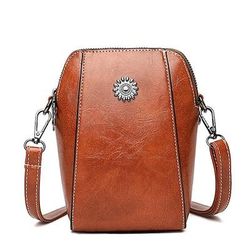 Borsa a tracolla da donna in similpelle marrone – elegante design a girasole con tracolla regolabile per l'uso quotidiano, i viaggi e le uscite informali