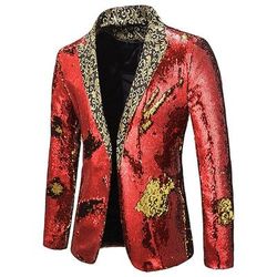 Disco Anni '80 Smoking Completi Blazer Blazer con Colletto a Revers Disco Paillettes Paillettes Collo ripiegato Costume Per uomo Costume di Carnevale Halloween Carnevale Mascherata Club Feste