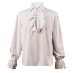 Retrò Vintage Vittoriano Medievale Blusa / Camicia Costume Cosplay Mascherata Vampiro Con Volant Costume Per uomo Costumi da pirata Fantasia Reale Halloween Carnevale Mascherata Evento / Festa Adulti