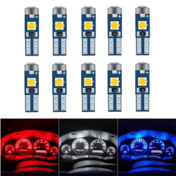 10Pcs T5 lampadina a Led W3W W1.2W Led Canbus luci interne per Auto indicatore di riscaldamento del