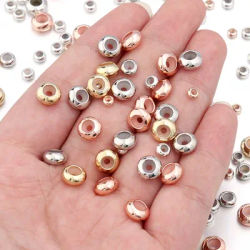 20Pcs Copper Crimp End Beads Stopper Spacer Beads With Rubber Silicone For DIY Bracelet Jewelry Making Supplies Accessories